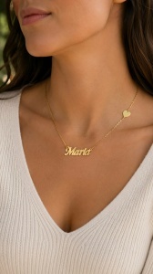 Lant cu pandantiv aur galben 14 K model NUME - MARIA