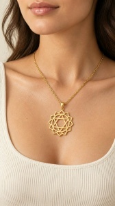 Lant cu pandantiv lucrat manual colectie noua model CHAKRA INIMII - ANAHATA