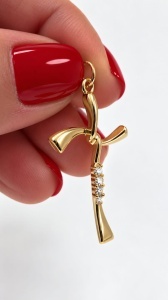 Pandantiv aur galben 14 K colectie ITALIA model CRUCE - Img 2