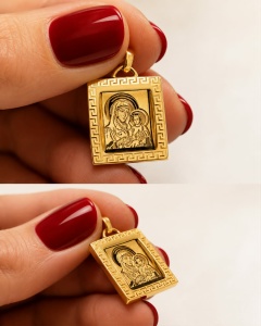 Pandantiv aur galben 14 K colectie ITALIA model MAICA DOMNULUI - Img 2