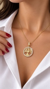 Pandantiv aur galben 14 K colectie ITALIA model POMUL VIETII - Img 2