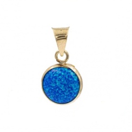 Pandantiv aur galben 14 K model ROTUND - BLUE