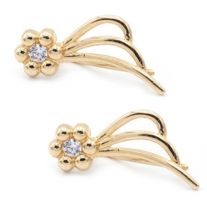 Bijuterii aur galben 14 K cercei AGRAFA colectie noua model FLOARE