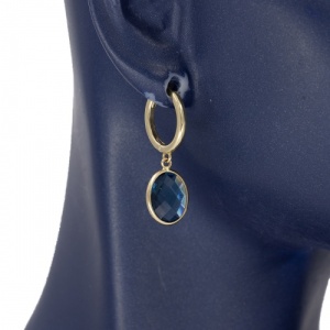 Bijuterii aur galben 14 K cercei colectie noua ITALIA model OVAL - BLUE - Img 2