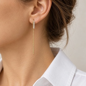 Bijuterii aur galben 14 K cercei colectie noua ITALIA model TENIS - WHITE