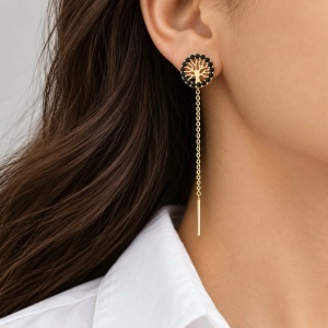 Bijuterii aur galben 14 K cercei colectie noua model POMUL VIETII - BLACK
