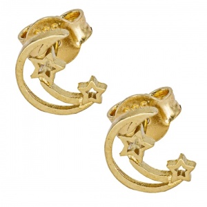 Bijuterii aur galben 14 K cercei colectie noua model SEMILUNA SI STELUTE
