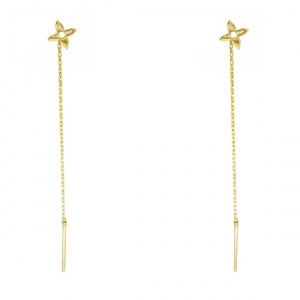 Bijuterii aur galben 14 K cercei cu lant colectie noua model FLOARE