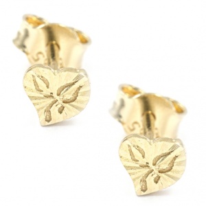 Bijuterii aur galben 14 K cercei mici colectie noua model INIMA