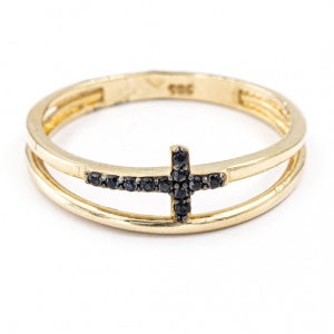 Bijuterii aur galben 14 K inel colectie noua model CRUCE