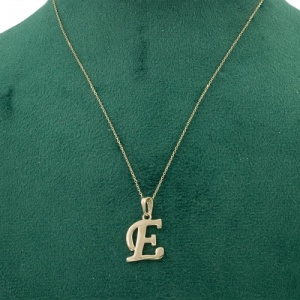 Bijuterii aur galben 14 K lant cu pandantiv colectie noua model LITERA E - Img 2