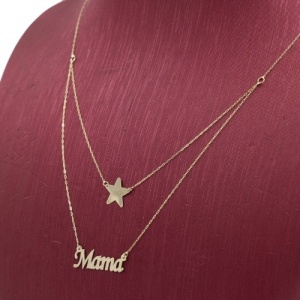 Bijuterii aur galben 14 K lant cu pandantiv colectie noua model MAMA - Img 3