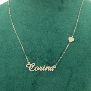 Bijuterii aur galben 14 K lant cu pandantiv colectie noua model NUME - CORINA - Img 2