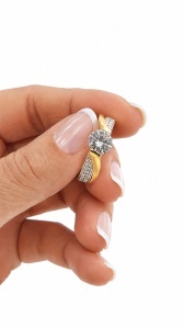 Bijuterii aur galben inel colectie noua model SOLITAIRE R 15 - Img 2