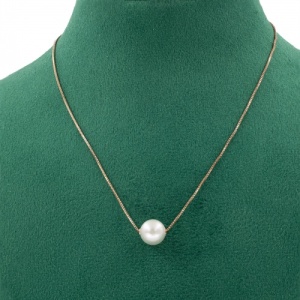 Bijuterii aur roz 14 K lant cu pandantiv colectie noua ITALIA model PERLA 40 cm - Img 2