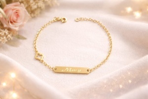 Bijuterii personalizate aur 14 K bratara copii model PLACUTA