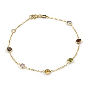 Bratara aur galben 14 K colectie ITALIA model PIETRE COLORATE