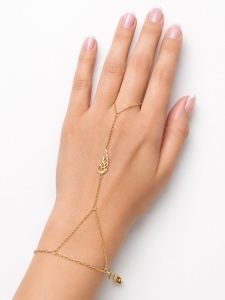 Bratara cu inel aur galben 14 K model ARIPA DE INGER