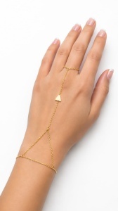 Bratara cu inel aur galben 14 K model TRIUNGHI