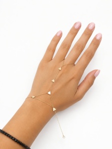 Bratara cu inel aur galben 14 K model TRIUNGHI