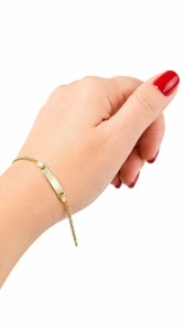 Bratara pentru copii aur galben 14 K model PLACUTA - Img 2