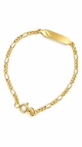 Bratara pentru copii aur galben 14 K model PLACUTA - Img 2