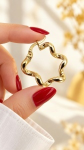 Cercei aur galben 14 K colectie ITALIA model CREOLI 2 CM