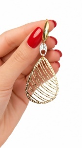 Cercei aur galben 14 K colectie ITALIA model LACRIMA - Img 2