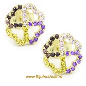 Cercei aur galben 14 K model FLOARE - CURCUBEU