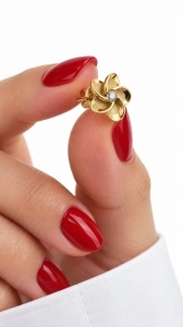 Cercei aur galben 14 K model FLOARE - Img 2