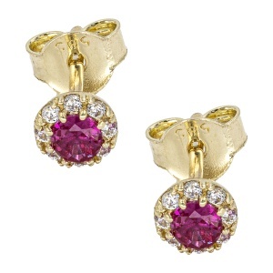 Cercei aur galben 14 K model ROTUND - RED