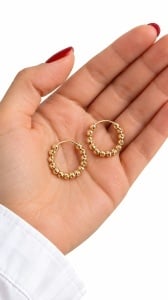 Cercei copii aur galben 14 K colectie ITALIA model BILUTE - Img 2