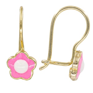 Cercei copii aur galben 14 K model FLORICICA - PINK - Img 2