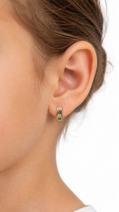 Cercei copii nou nascuti aur galben 14 K model TORTITA - GREEN