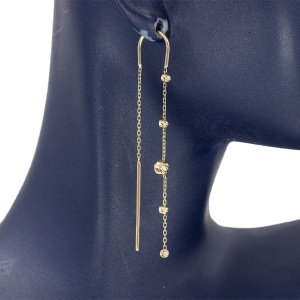 Cercei cu lant aur galben 14 K colectie noua ITALIA model BILUTA - Img 2