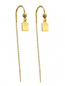 Cercei cu lant aur galben 14 K model PLACUTA - Img 2