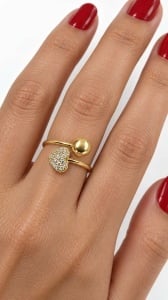 Inel aur galben 14 K colectie noua model BILUTA SI INIMA