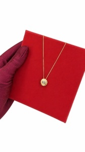 Lant cu pandantiv aur galben 14 K colectie ITALIA model ASPIRINA - DIAMANT - Img 2