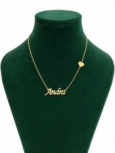 Lant cu pandantiv aur galben 14 K model NUME - ANDRA - Img 2