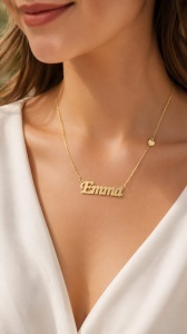 Lant cu pandantiv aur galben 14 K model NUME - EMMA