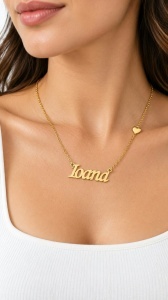 Lant cu pandantiv aur galben 14 K model NUME - IOANA