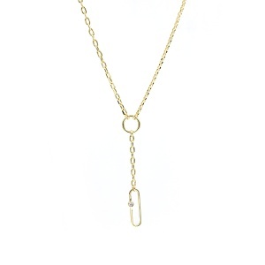 Lant cu pandantiv din aur galben 14 K model GEOMETRIC - Img 2