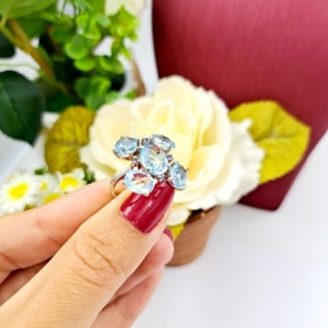 Bijuterii aur alb inel colectie noua ITALIA LUXURY - BLUE TOPAZ - Img 2