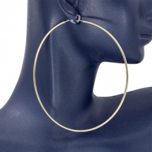Bijuterii aur galben 14 K cercei colectie noua model CREOLI - LUCIOSI - 7.6 cm - Img 3