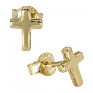 Bijuterii aur galben 14 K cercei colectie noua model CRUCE - Img 2