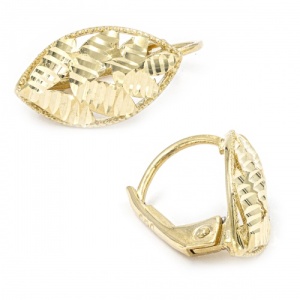 Bijuterii aur galben 14 K cercei colectie noua model FRUNZA - Img 2