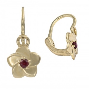 Bijuterii aur galben 14 K cercei copii piatra naturala colectie noua model FLOARE - RUBIN - Img 2