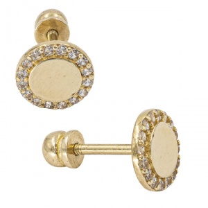 Bijuterii aur galben 14 K cercei cu filet colectie noua model ROTUND - Img 2