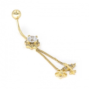 Bijuterii aur galben 14 K cercel pentru buric colectie noua model FLOARE