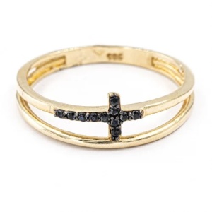 Bijuterii aur galben 14 K inel colectie noua model CRUCE - Img 3